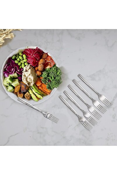 DELCASA DC1946 6Pc Stainless Steel Table Fork - Ergonomic Design | Dishwasher...