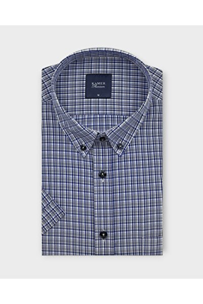 KAMER Men's Regular Fit Short Sleeve Buttoned Collar Plaid Multicolor Shirt 9...