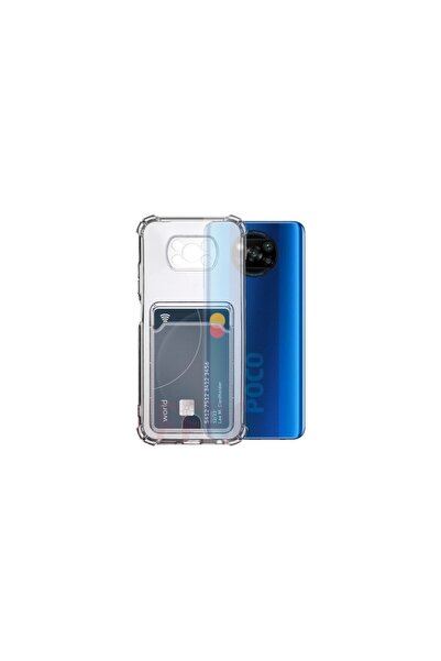 prolysus Xiao Mi Poco X3 Nfc Uyumlu Kılıf Kartlıklı Şeffaf Yumuşak Silikon Kılıf