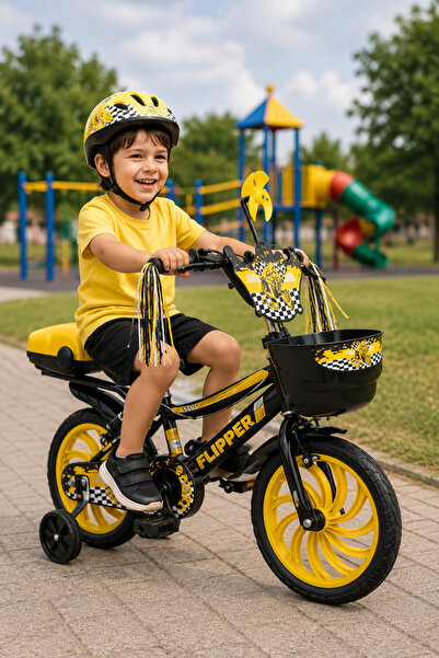YOGNETIC Twirl Yellow Çocuk Bisikleti – Destek Tekerli, Sepetli & Zilli | 3–6...