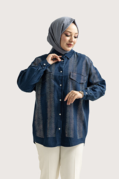 Suede Style 5820 - Cămașă de damă elegantă, confortabilă, subțire, din denim,...