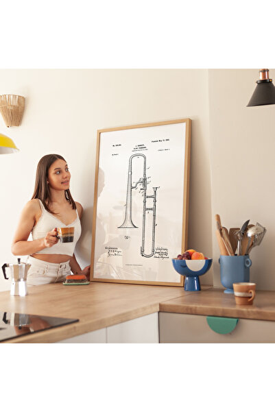 Pegziz Klizni trombon, patentni crtež, grafikon, muzički instrument, zidni de...