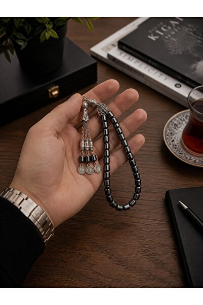 Satürn Silver Kuyumculuk Doğal Taş Kapsül Hematit Tesbih