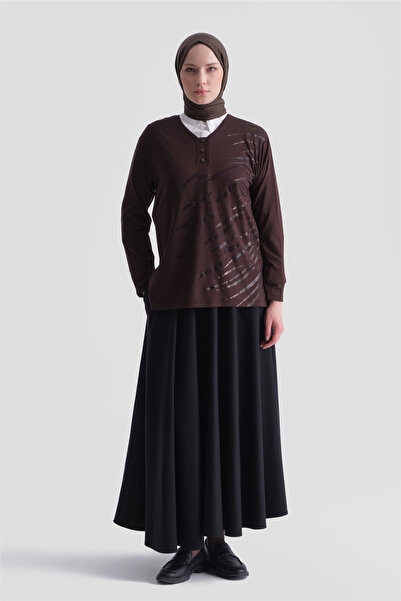 Armine قماش قطني ممشط بني