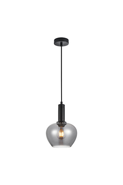 Italux Lampă suspendată modernă STABLA, metal negru cu abajur din sticlă tip ...