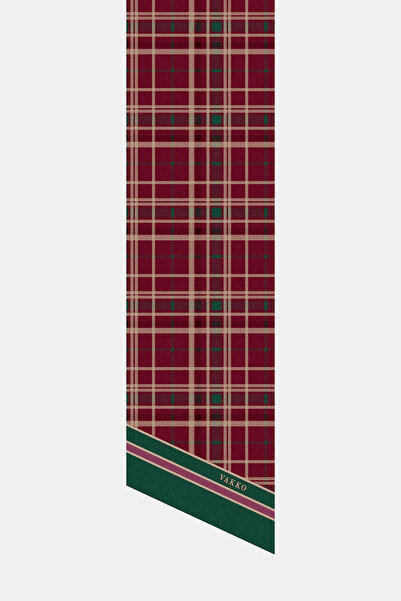 Vakko BORDO ÇİÇEK DESENLİ TWILL FULAR