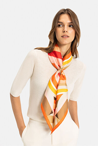 Vakko GEOMETRİK DESENLİ TWILL İPEK EŞARP