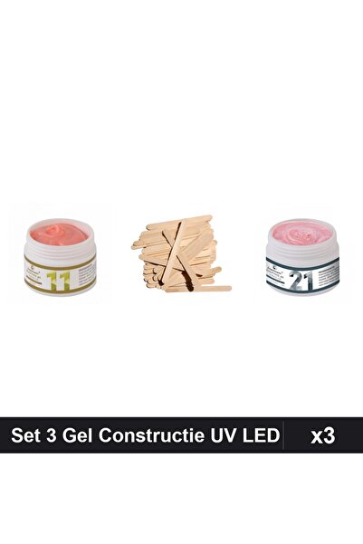 Makeup Set 3 Gel Constructie UV LED FSM 15g, Nuante 11 și 21, Manichiură Ungh...