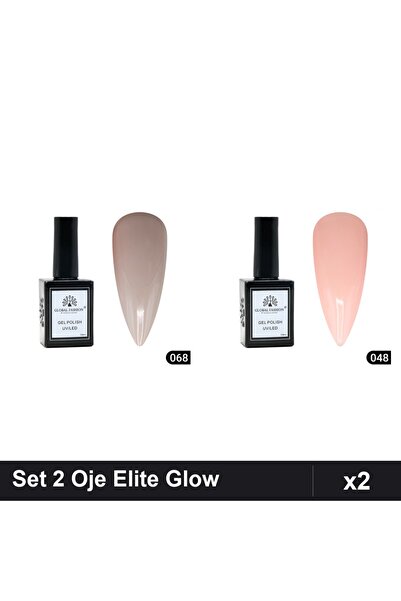 Makeup Set of 2 Global Fashion Elite Glow Semi-Permanent Nail Polish 15ml, Sh...