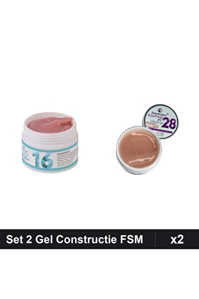 Makeup Set 2 Geluri Constructie UV LED FSM 15g, Nuante 16 28, Manichiura Prof...
