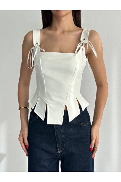 Ekim Store Lace-Up Strap Corset Blouse