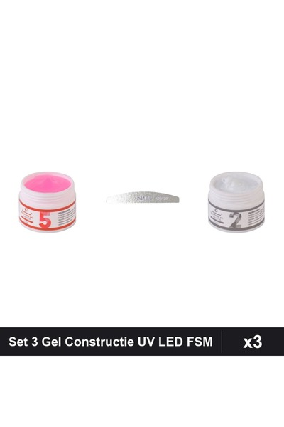 Makeup Set 3 Gel Constructie UV LED FSM 15g, Nuante 02 05, Pila Emma 100/120,...