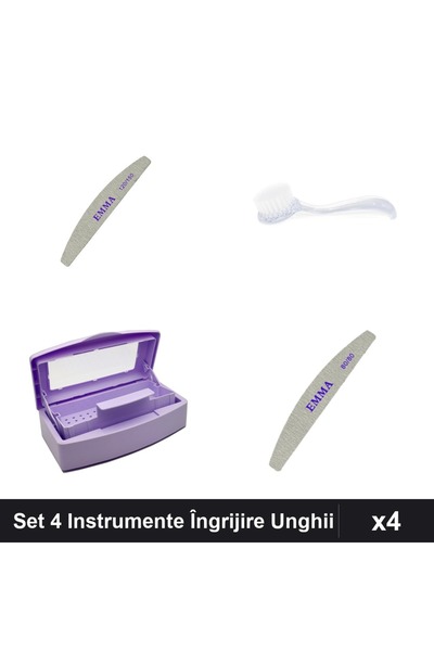 Makeup Set 4 Instrumente Îngrijire Unghii EMMA, Pile 120/150 și 100/120, Peri...
