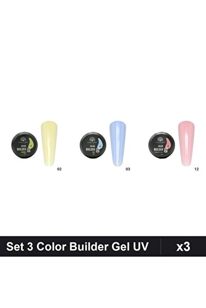 Makeup Set of 3 Color Builder Gel UV Global Fashion 15g, Shades Banana Sky St...