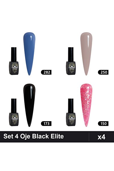 Makeup Set of 4 Semi-permanent Nail Polish Black Elite 8ml, Shades 282 250 17...