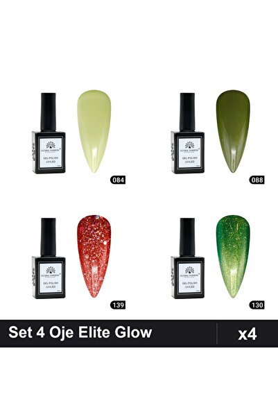 Makeup Set 4 Oje Semipermanente Global Fashion Elite Glow 15ml, Nuante 084 08...