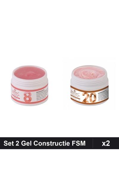 Makeup Set 2 Gel Constructie UV LED FSM 15g, Nuante 08 20, Builder Unghii Pro...
