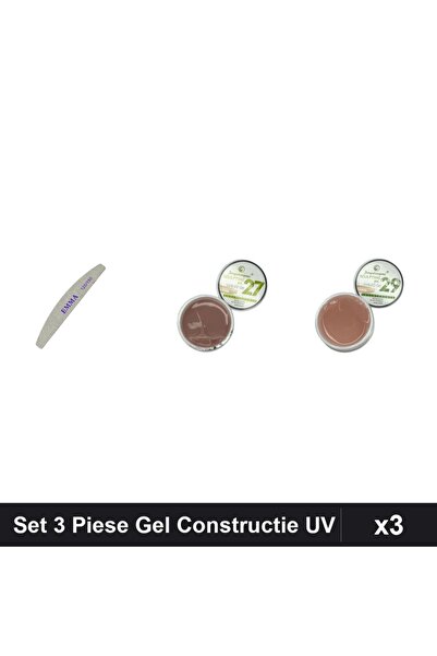 Makeup Set 3 Piese Îngrijire Unghii, Pilă EMMA 150/240 + 2x Gel Constructie U...