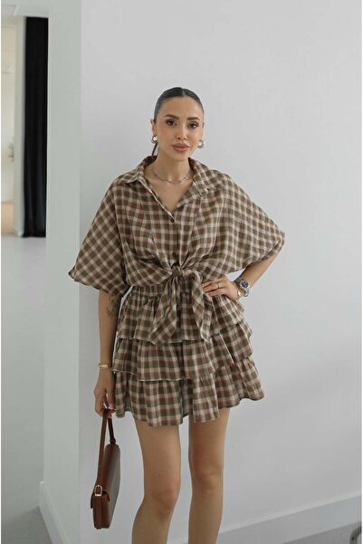 Havoş Set cămașă și fustă cu model Pötikare kaki