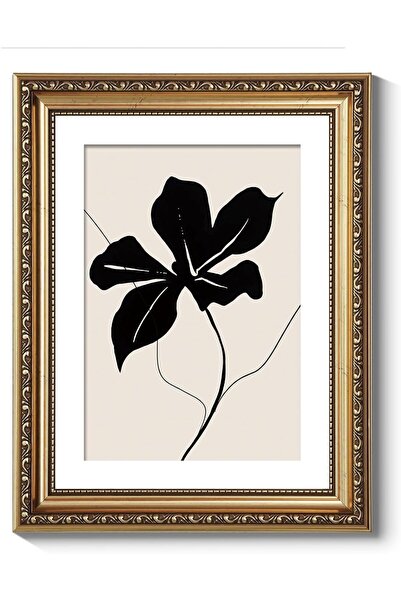 ALAYRA International Premium Abstract Black Floral Canvas Wall Art Gold Frame...