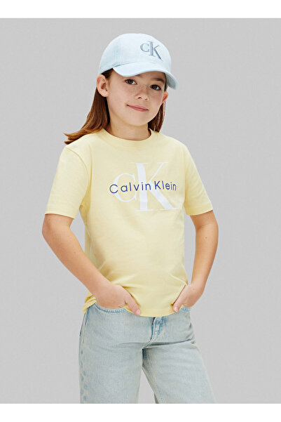 Calvin Klein Sarı Kız Çocuk Baskılı T-Shirt LV1CKSJA33ZA0