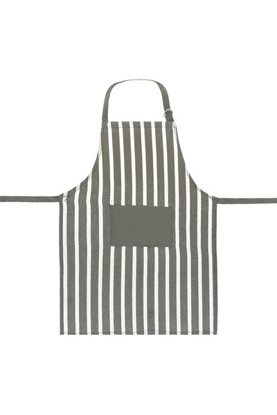 Zumzeria Gray Kitchen Apron with White Stripes & Pocket 55x75cm
