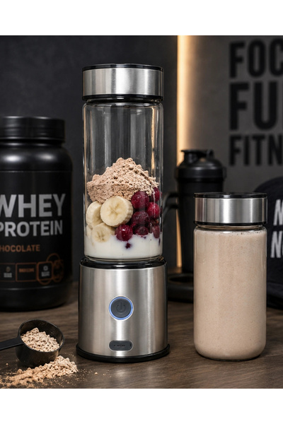 Genel Markalar Çift Hazneli Cam Blender USB Şarjlı Smoothie ve Buz Kırıcı Ble...