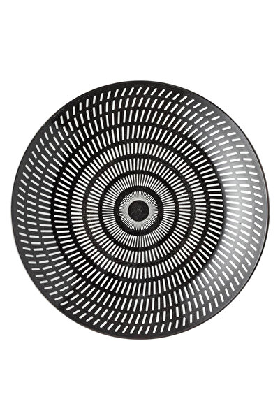Zumzeria Black Porcelain Plate with White Stripes Ø19cm