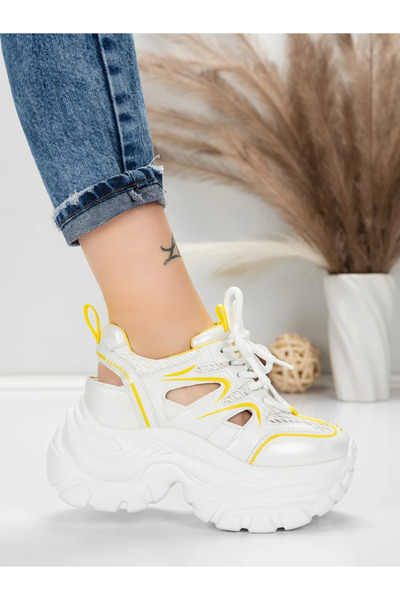 mei Women's Platform Sneakers 0897-8 Yellow