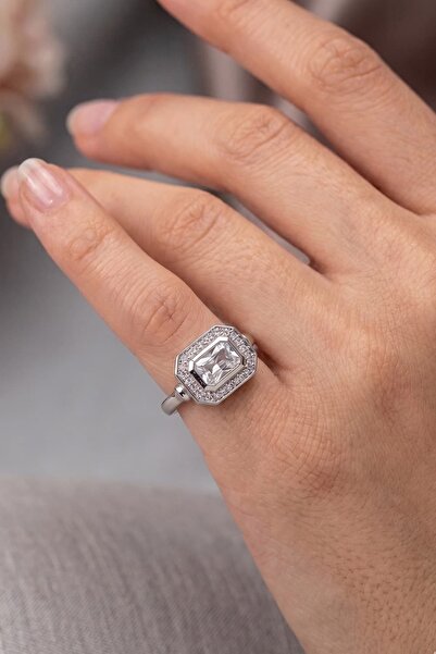 House Of Glix The Kian Baget Silver Silver Color Zircon Stone Baget Pinky Ring