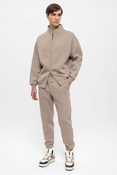S13 Store Dik Yaka Çift Fermuar Kapama Erkek Sweatshirt