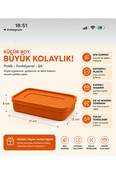 Clinica Home Mini Organizer Storage Box with Lid – Orange