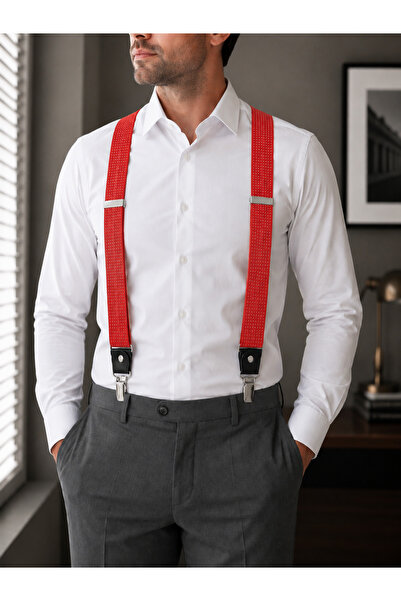 kravatçı Red Polka Dot Trouser Suspenders