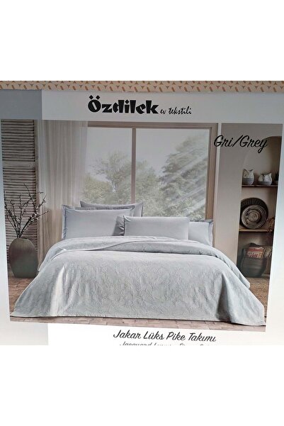 Özdilek Rf -Gri- Jakar Lux (Z) Tek Kişilik Pique Set (2 Pillowcases)