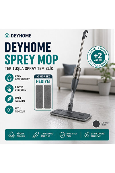 DEYHOME Sprey Mop Temizlik Seti | Su Hazneli Spreyli Paspas | Mikrofiber Bezl...
