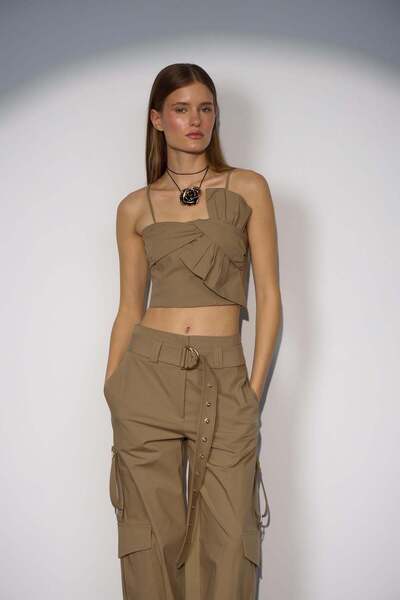 NOK İSTANBUL Nok Iconic Chic Twist Bustier Bronze Brown