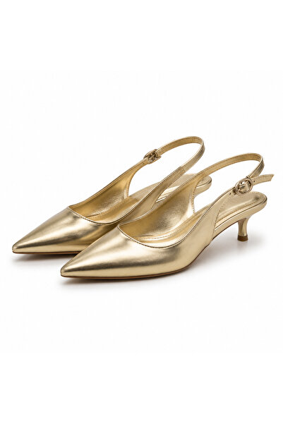 PATRON SHOES Hakiki Deri 4 cm Topuklu Sivri Burun Kadın Ayakkabı Ayarlanabili...