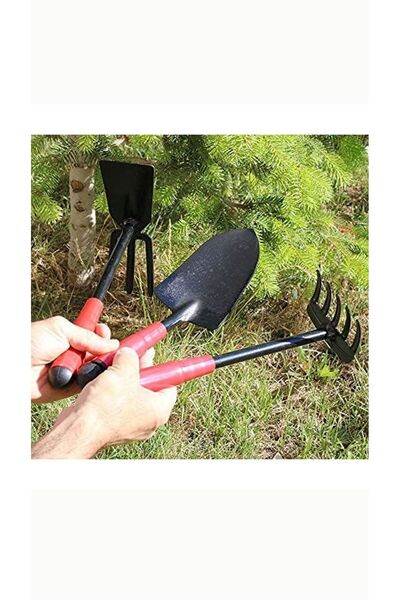 Rodex Metal Bahçe Tırmık Çapa Kürek 3'lü Bahçıvan Seti