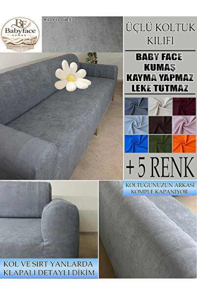 İLYEVTEKSTİLİ Baby Face Kumaş 3 lü Koltuk Kılıfı, Tam kaplama Yumuşak Dokulu ...