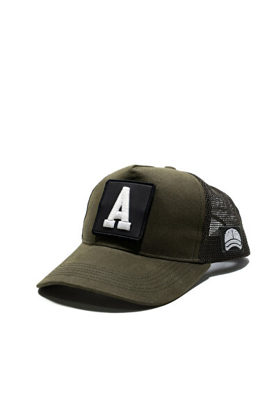 all hats Pălărie verde kaki cu detaliu de patch cu litere și plasă |   Pălări...