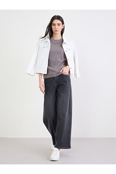 Styli Women Charcoal Wide Leg Jeans