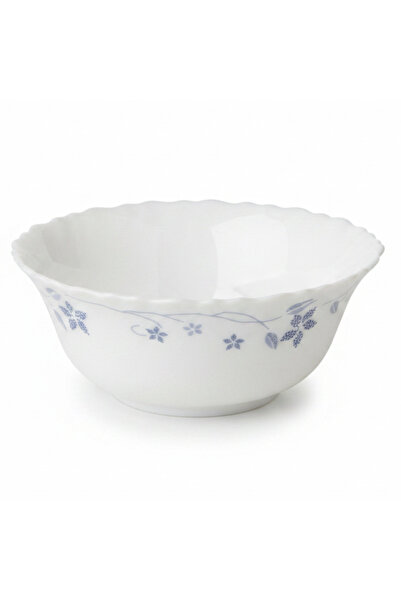 Larah Fluted White Opalware Soup Bowl with Blue Floral Design – 5 Inch