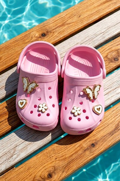 REMSA Baby Top Sticker Detail Sandals Slippers 100-3 Light Pink
