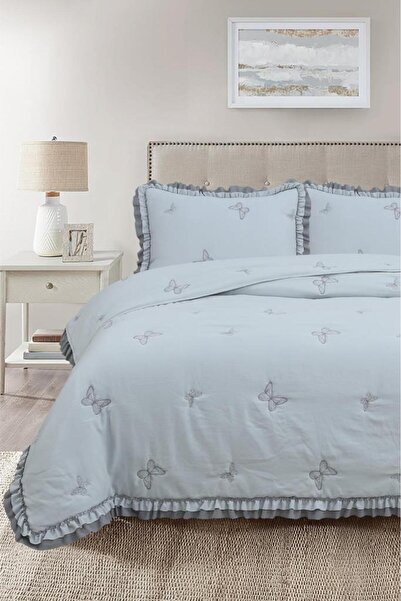 Çeyiz Diyarı Likya Fiber Filled Double 240X260 cm Bedspread Gray
