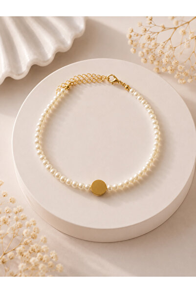 HALHALMILL Gold Pearl Design Anklet