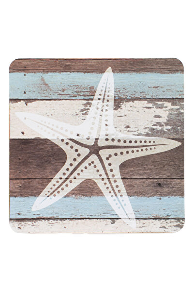 Zumzeria Summer Starfish Design Coaster Holder in MDF 11x11cm
