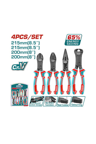 TOTAL 4-PIECE ENERGY SAVER PLIERS SET
