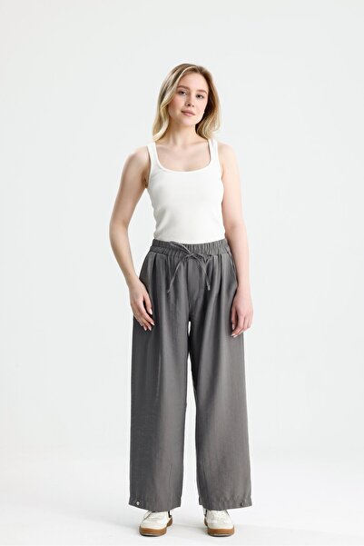 minaaise Women's Anthracite Premium Fabric Oversize Trousers 31085