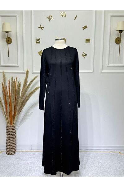 ModaMinar Women's New Season Stylish Dress in Green and Stone-Colored Crystal...