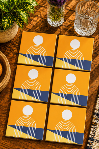 JHAAR Modern Design Set of 6 Coasters - Uv Printing Mdf - 10X10 cm